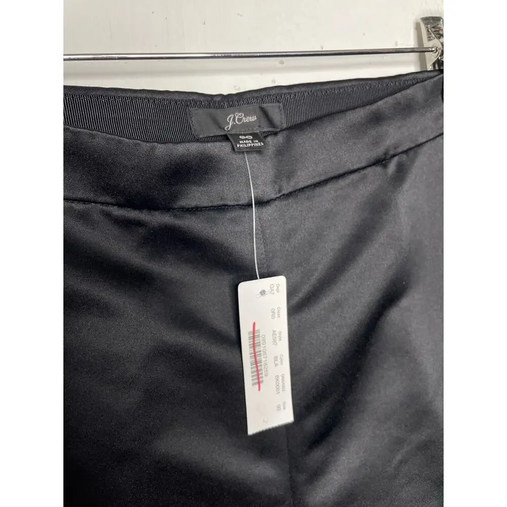 NEW J.Crew Womens Satin Straight Leg Trousers Black Size 00